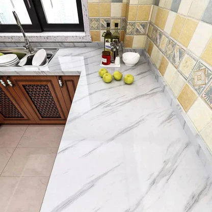 White Wall Paper Waterproof Heat Resistant Self Adhesive Anti Oil Kitchen Wallpaper Marble Sheet