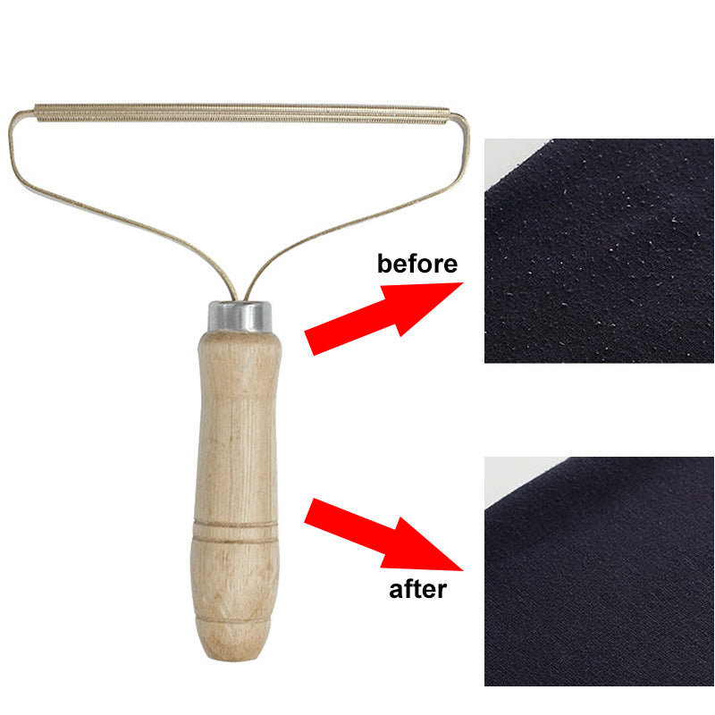 Portable Wooden Handle Lint Remover Brush