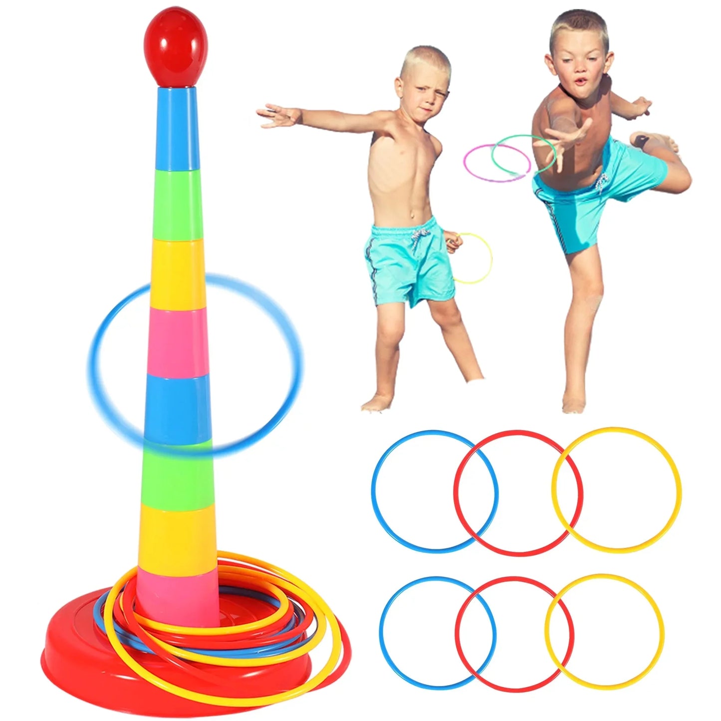 Children Ring Toss Game Set Rainbow