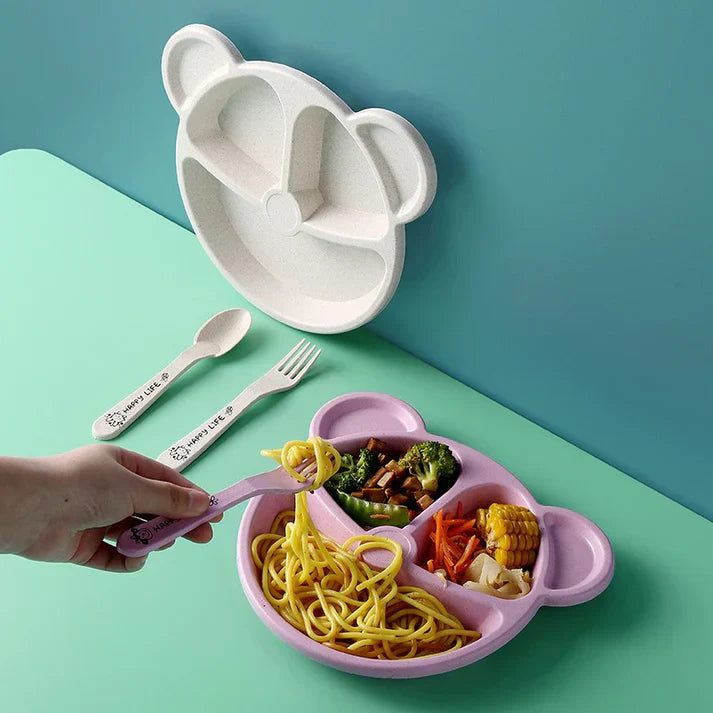 Children Bear Plate with Dips Portion