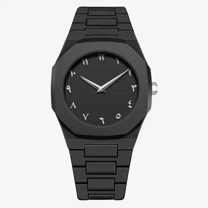 Arabic Aura Watch – Elegant Black Wristwatch with Arabic Numerals