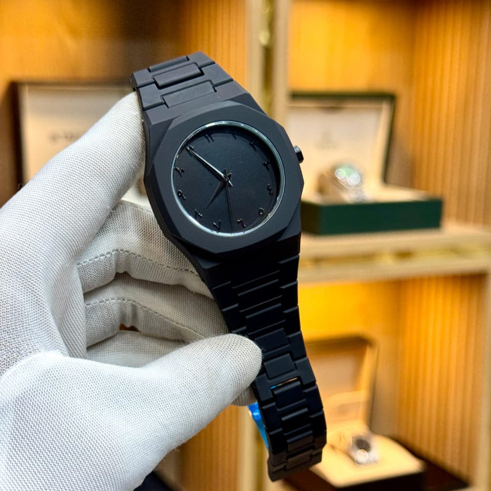 Arabic Aura Watch – Elegant Black Wristwatch with Arabic Numerals