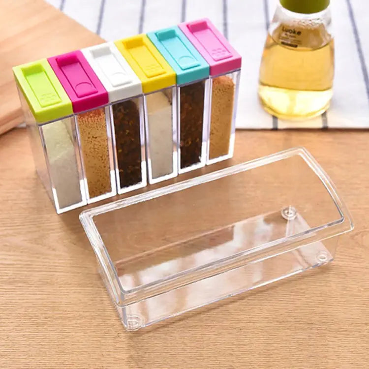 6 Pcs Set Spice Shaker Seasoning Transparent Jars with Tray for Store Spices & Salt