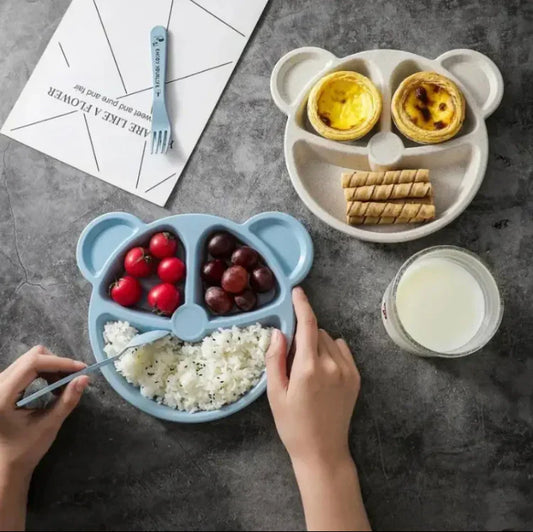 Children Bear Plate with Dips Portion