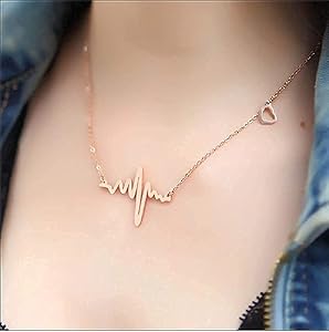 Heart Beat Golden Necklace Women Stainless Steel