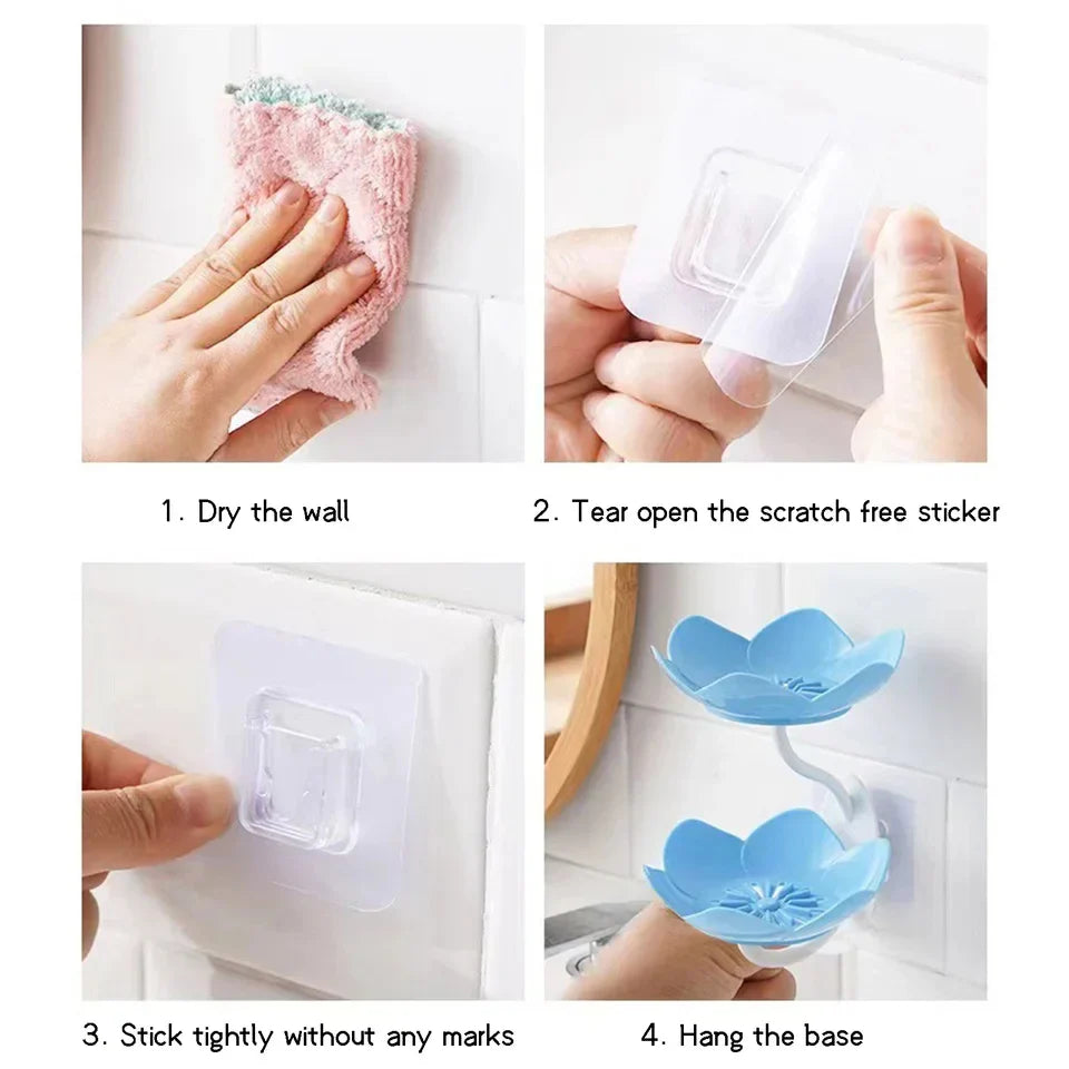 Wall Mounted Double Layer Lotus Flower Shaped Soap Holder