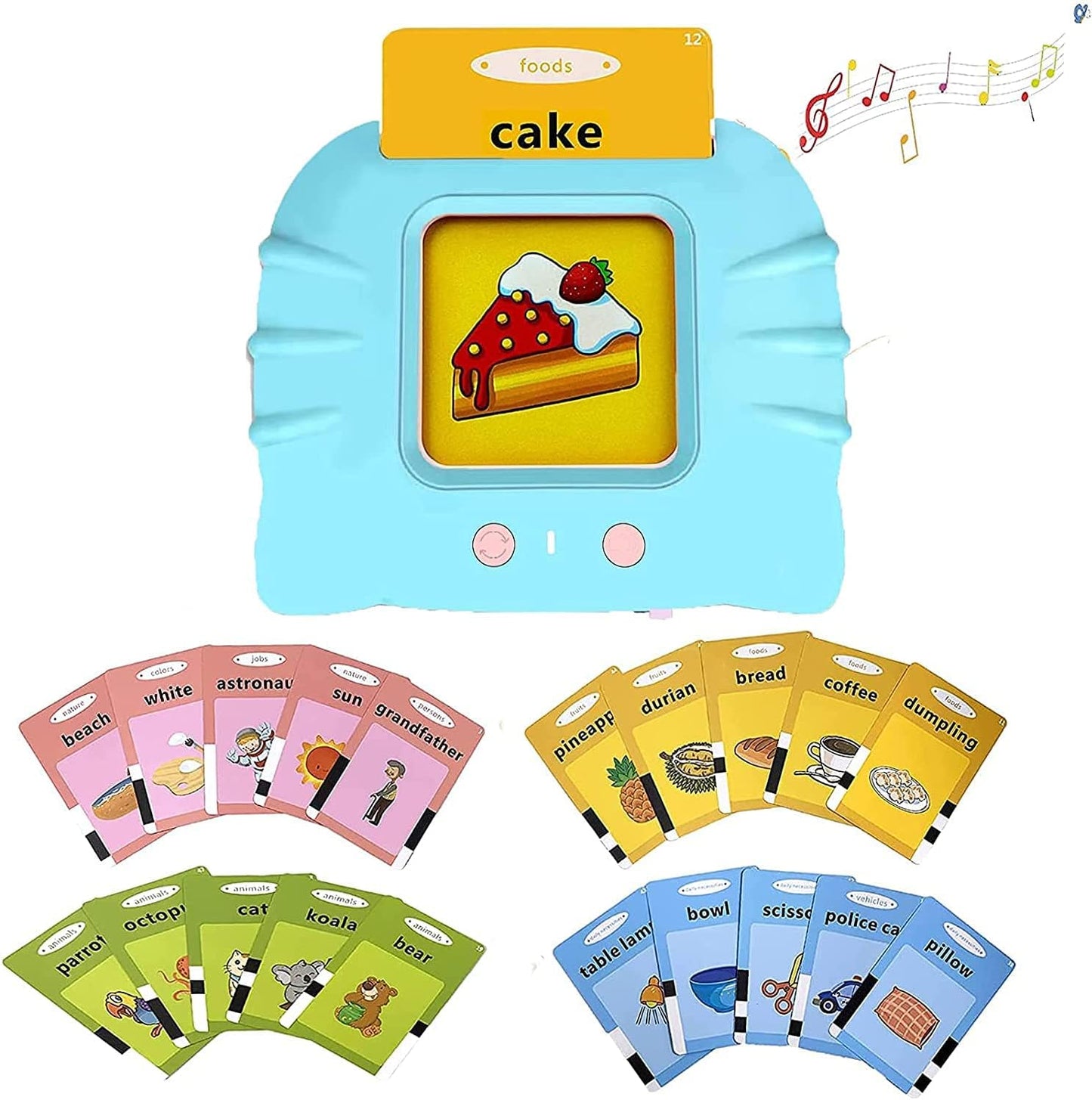 Audible Talking Flash Cards Electronic Early Education Machine with 112pcs Cards Double-Side Sight Words Learning Resource Interactive Toys Flashcard Toddlers For Age 1-6 Years Gift Box
