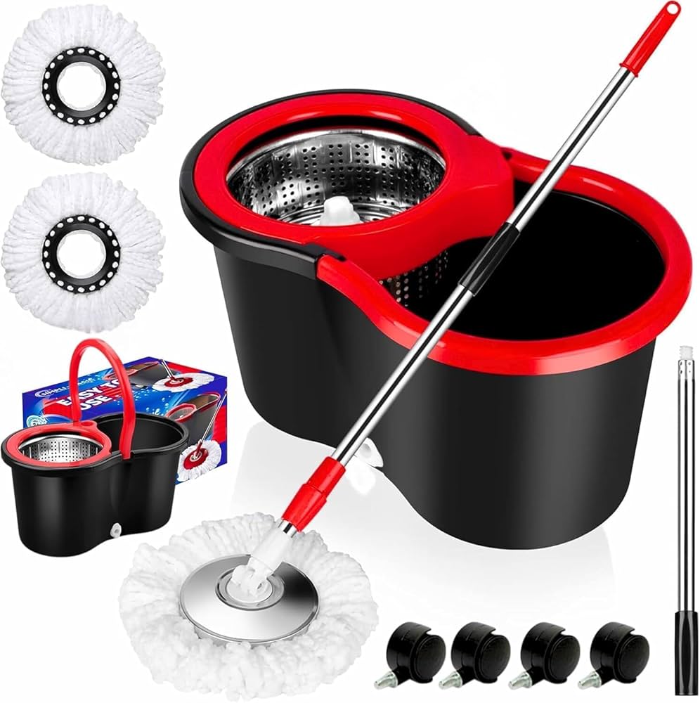 Steel Bucket Spin – 360° Degree Rotation Push/Pull Micro Fiber Clean Mop