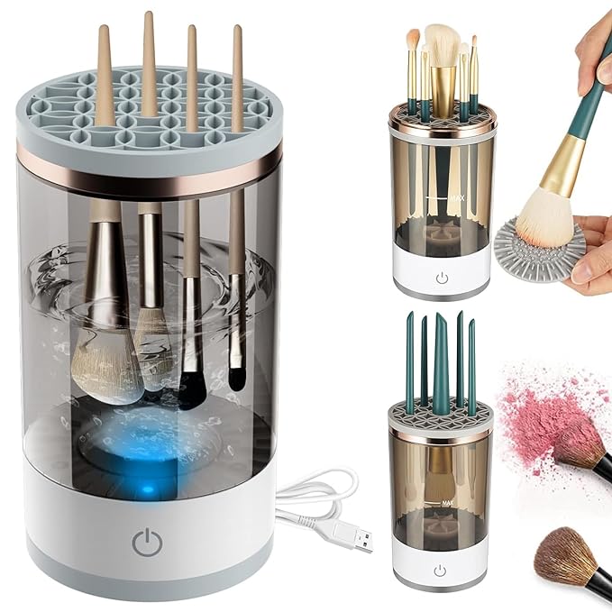 3 in 1 Automatic Rechargeable Electric Stand Makeup Brush Cleaner and Dryer For Women