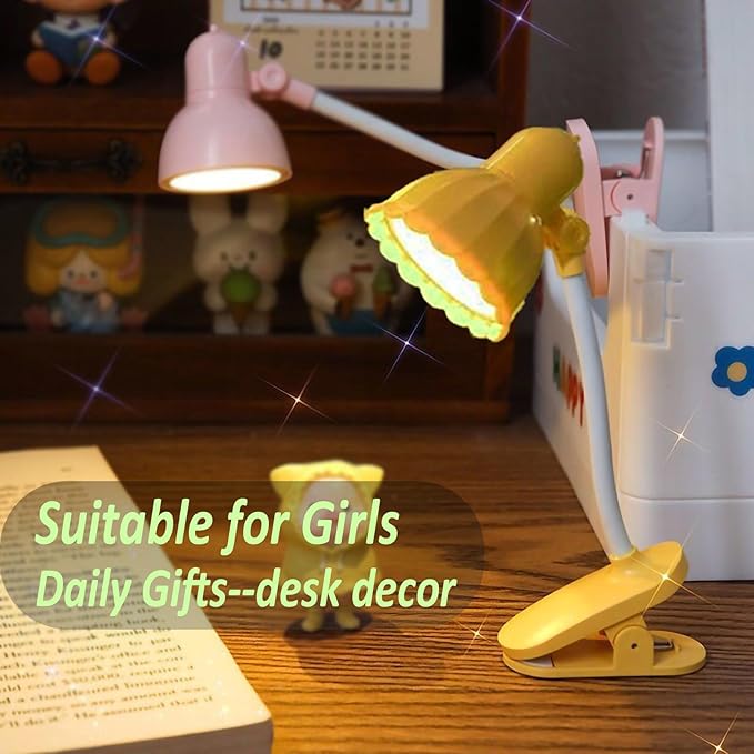 Rotatable Mini Clip On Study Desk Lamp With Clamp and Operate with Battery