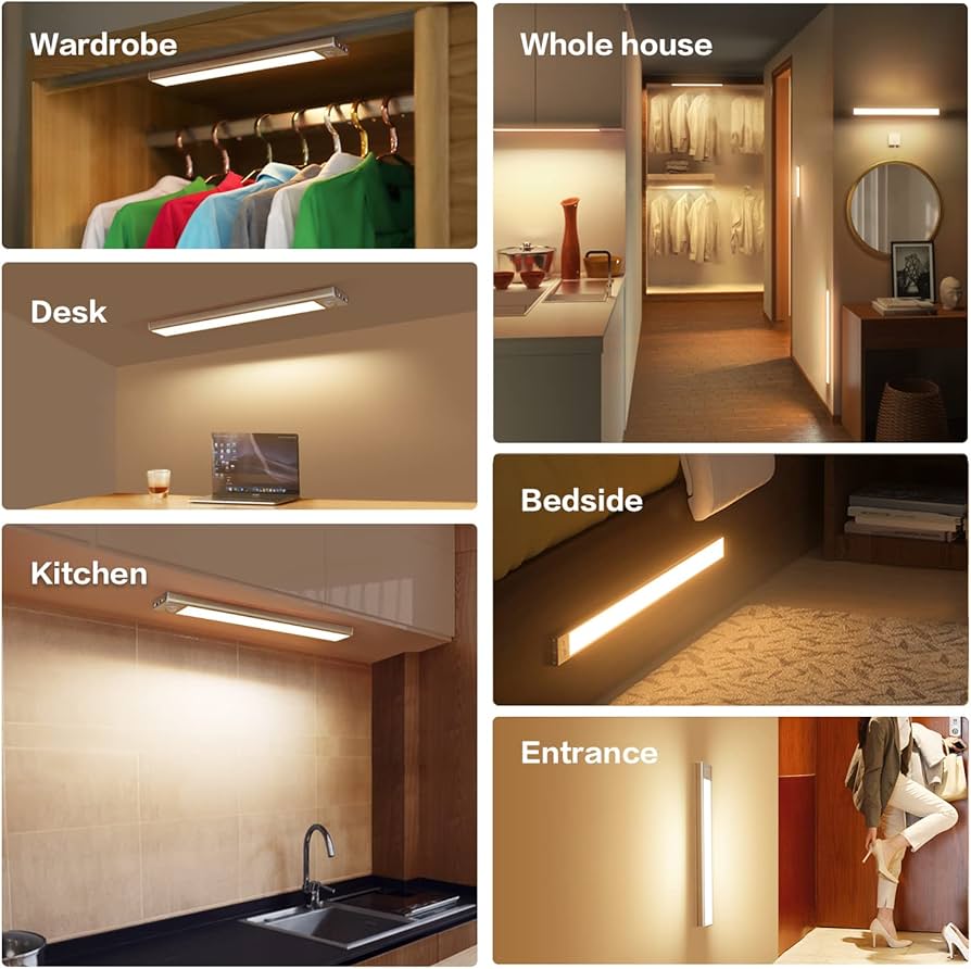 Portable Wireless USB Rechargeable Sensor Light Infrared Magnetic Induction LED Light Adaptable to Stick Under The Bed, Bathroom Closet, Living Room and Any Other Place