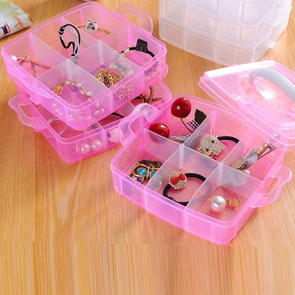 3 Layer 18 Grid Transparent Jewelry Storage Organizer