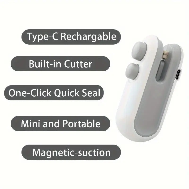 Rechargeable 2 in 1 Portable Mini Food Bag Heat Sealer And Cutter For Home and Outdoor Use