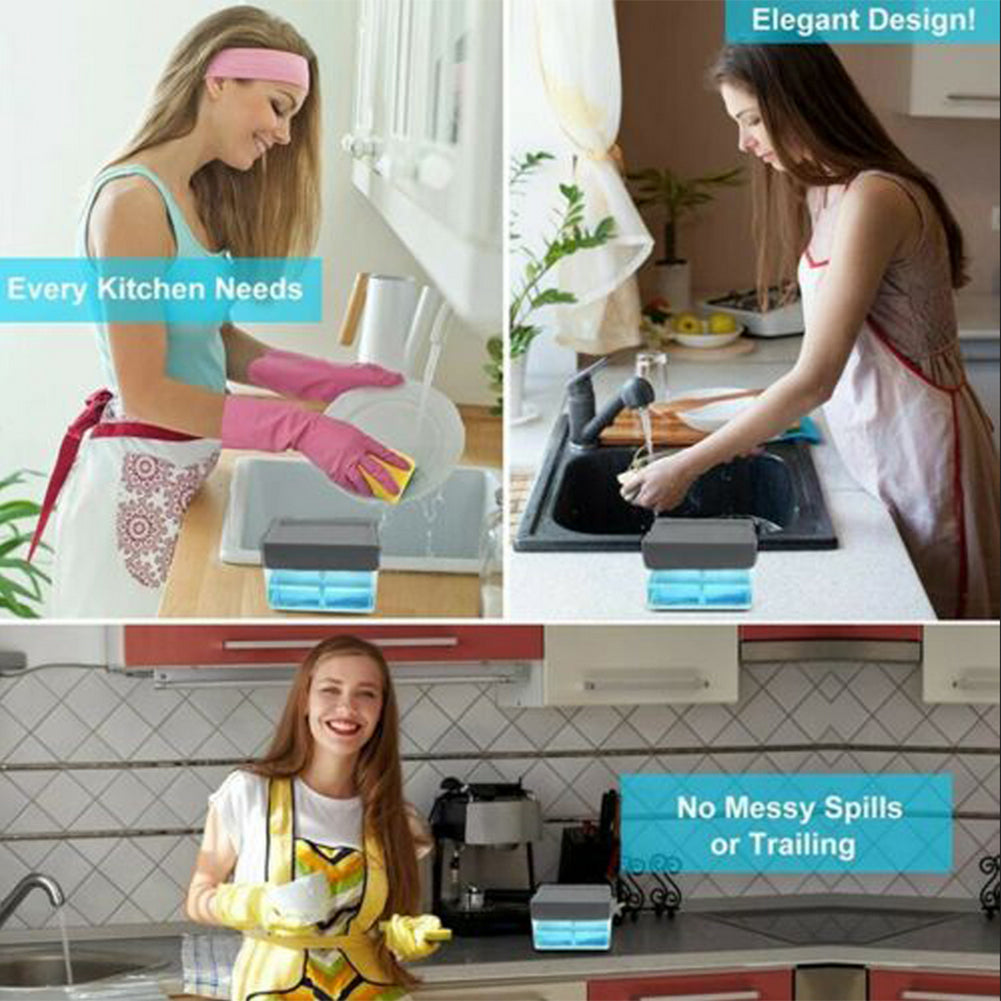 Countertop Kitchen Soap Dispenser with Sponge Holder & ABS Plastic Soap Pump for Easy Dishwashing
