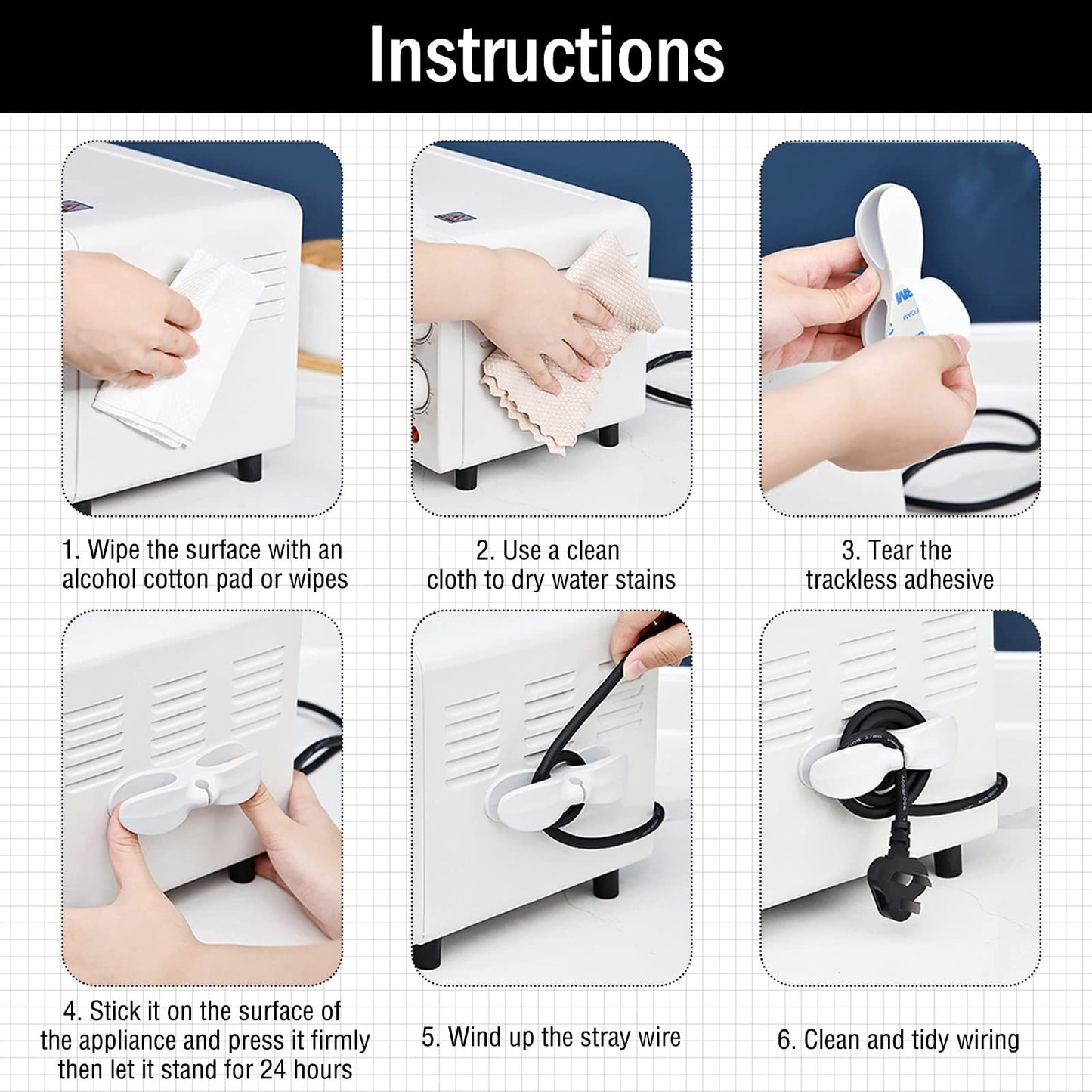 (Pack of 2) Wire Cable Organizer Clip Adhesive Cord Storage Wrapper Winder