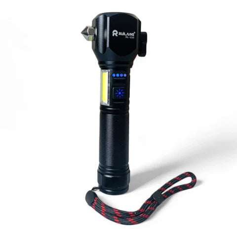 Ruilang Torch RL233 Metal LED FlashLight with Cutter Hammer and Mobile Power Bank
