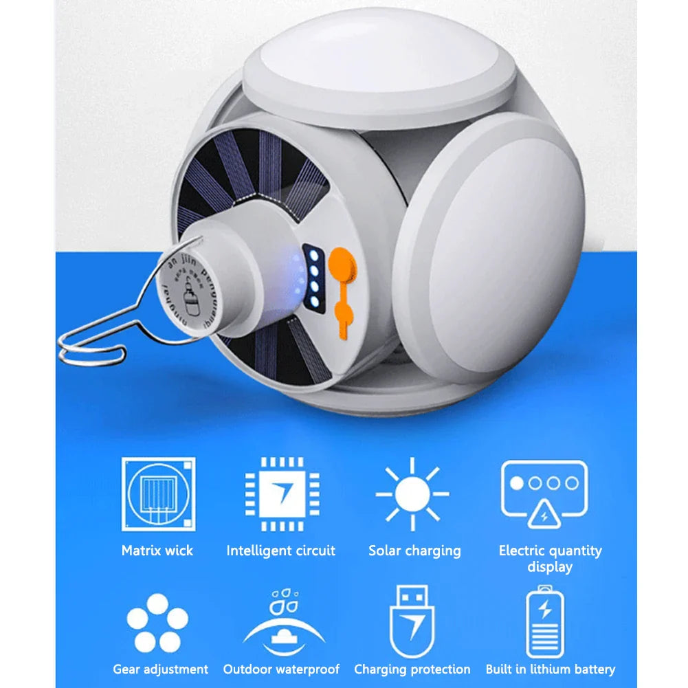 Solar Outdoor Folding Light Portable USB Rechargeable LED Bulb