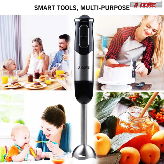 Immersion Hand Held Blender Stick with Food Grade Stainless Steel Blades for Perfect for Smoothies, Puree Baby Food & Soup