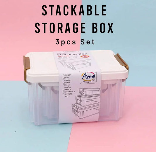 3pcs Stackable Aroni Storage box For Jewellery, Makeup, Tools, Food, Office Use