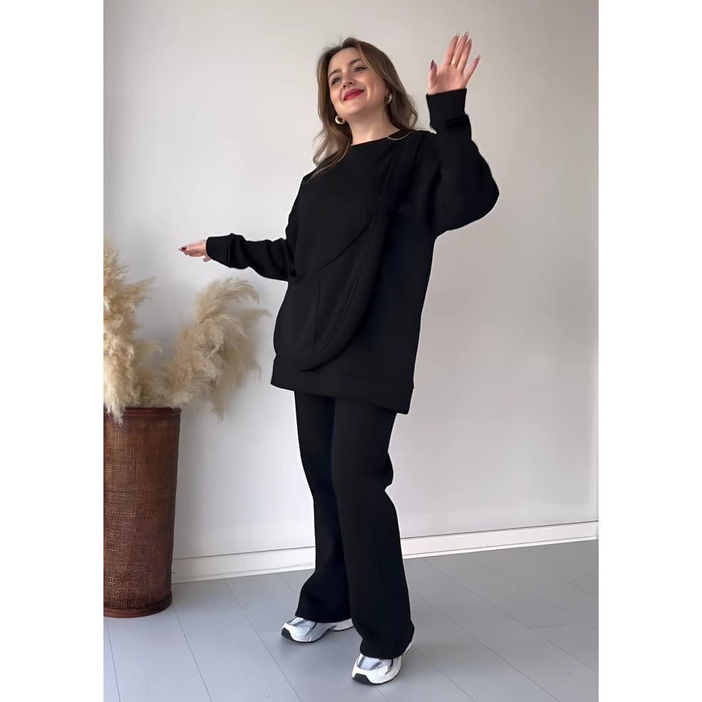 Premium Quality Winter Warm Fleece Hoodie with Trouser Bag Co Ord Set For Women