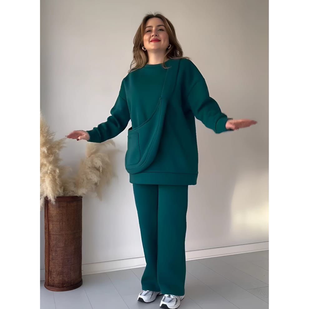 Premium Quality Winter Warm Fleece Hoodie with Trouser Bag Co Ord Set For Women