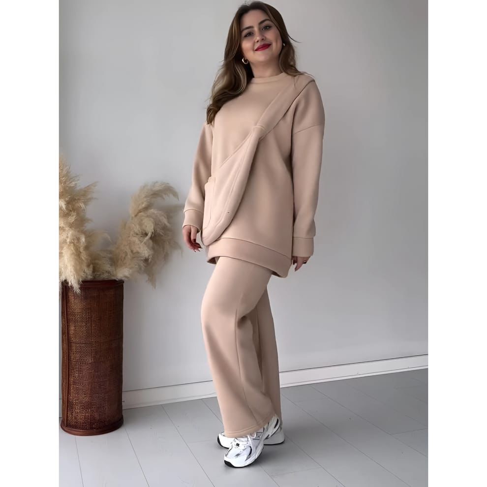 Premium Quality Winter Warm Fleece Hoodie with Trouser Bag Co Ord Set For Women