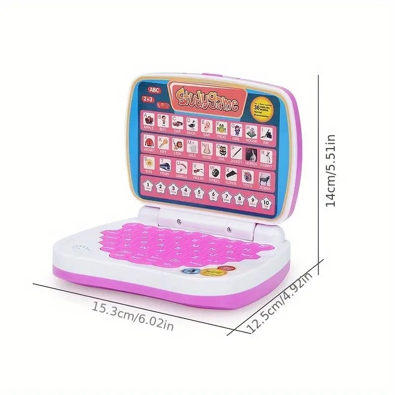 Portable Mini Cell Operated Fun Puzzle Learning Computer Laptop Toy with Educational Content For 3 Years Plus Kids