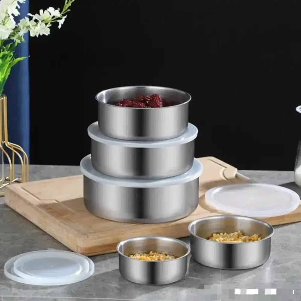 5-Piece Stainless Steel Bowl Set with Lids
