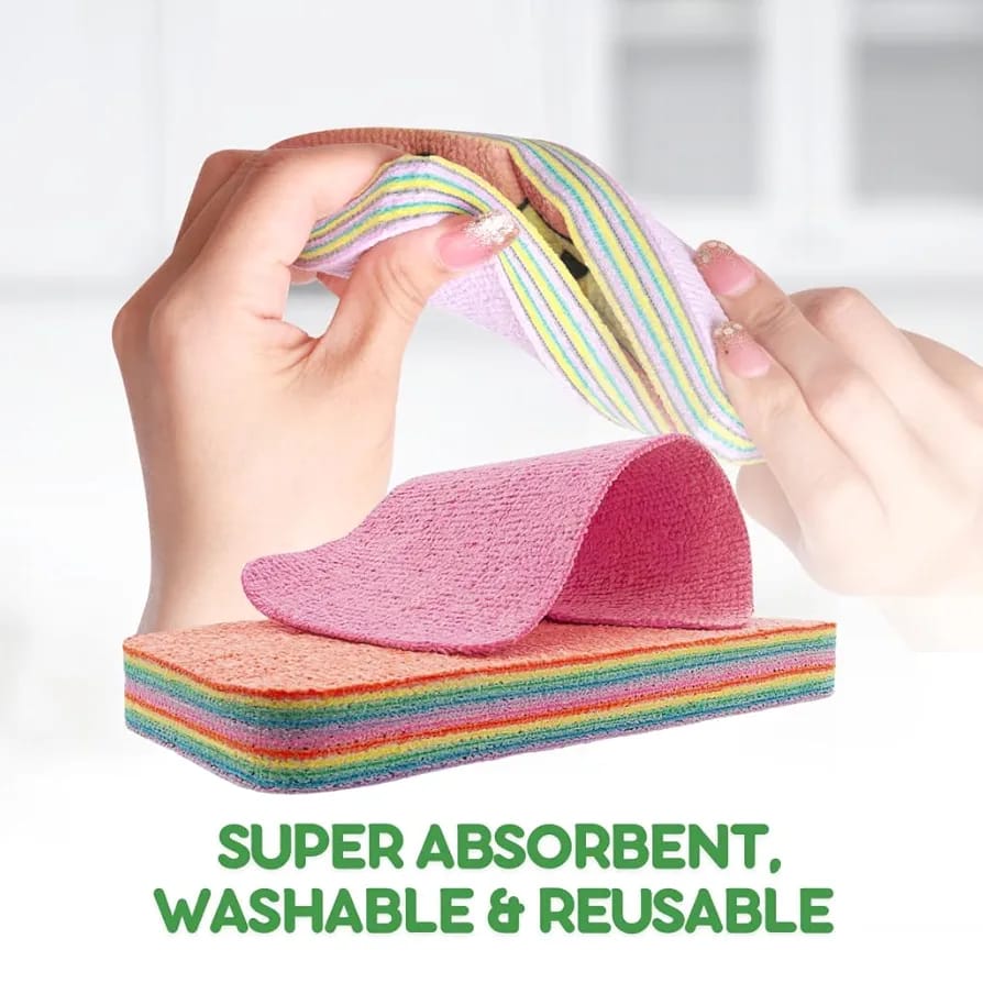 Set Of 3 Cartoon Compressed Kitchen Sponge β Double Sided Dish & Pot Cleaning Wipe