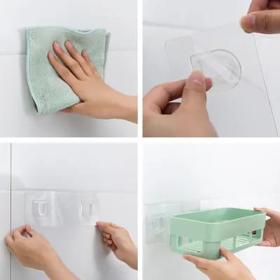 Set Of 2 Bathroom Storage Shelf β Wall Hanging Multifunction Self-Adhesive Rack for Shampoo, Soap & Cosmetics
