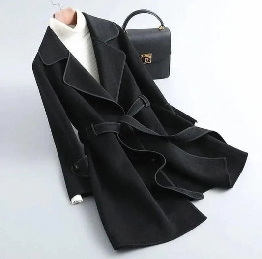 Winter Fleece Long Coat – Black