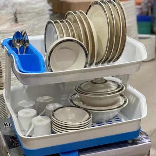 Portable Master Plastic Double Layer Utensils Dish Drainer Plate Stand Storage Organizer Rack with Box For Kitchen