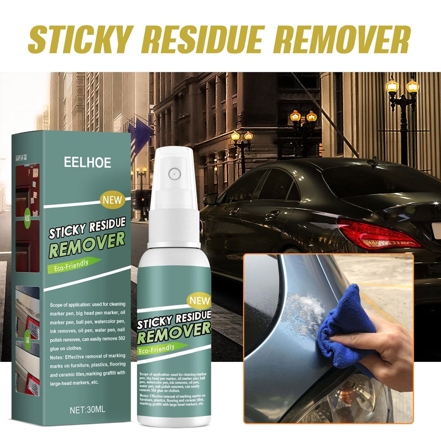 Sticker & Stain Remover Spray for Adhesive & Sticky Glue Residue Removal