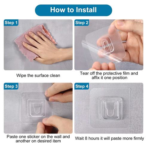 Double Sided Adhesive Wall Hooks 12 Pcs 1299