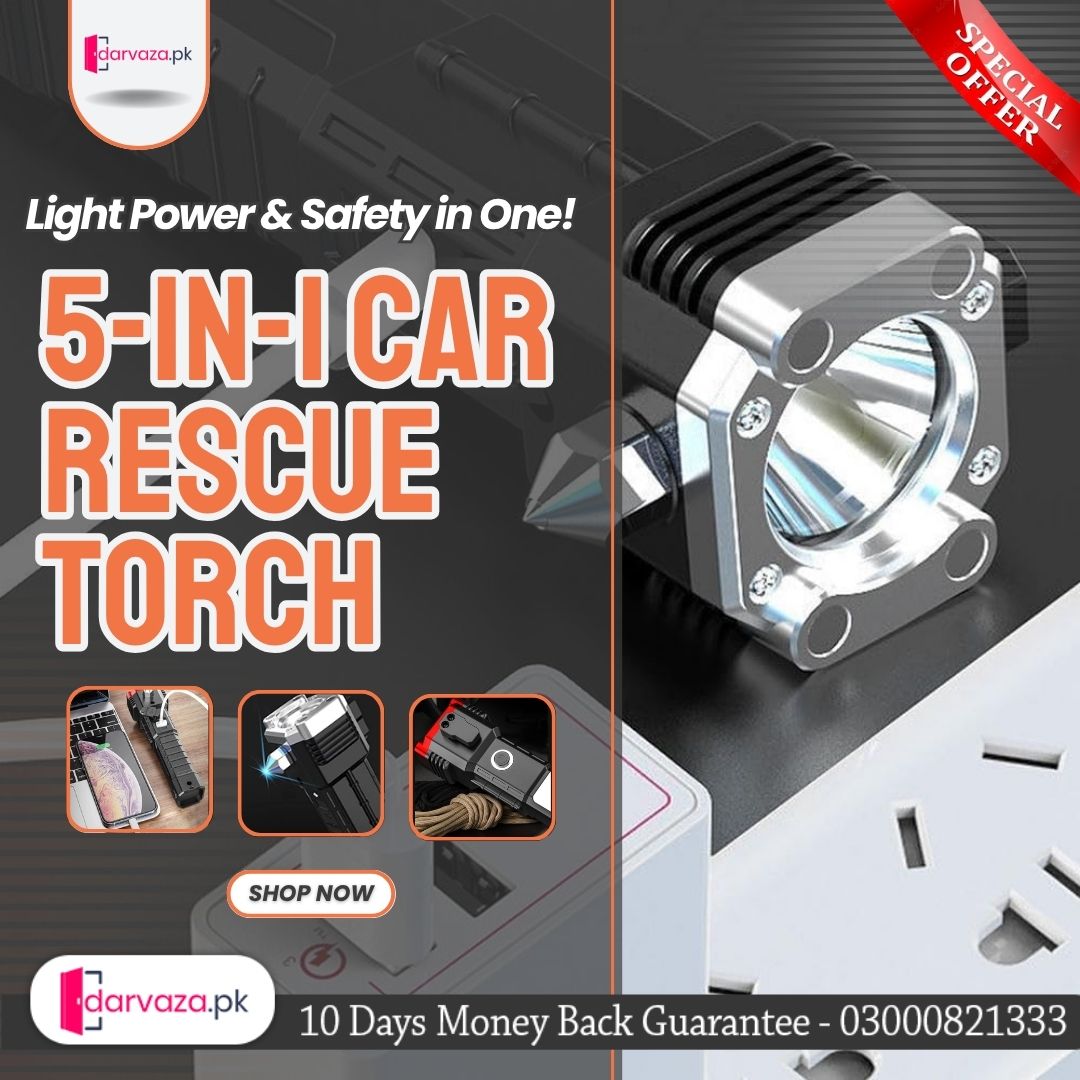 Side Flood Light Long Distance Beam Range Car Rescue Torch with Hammer Window Glass and Seat Belt Cutter