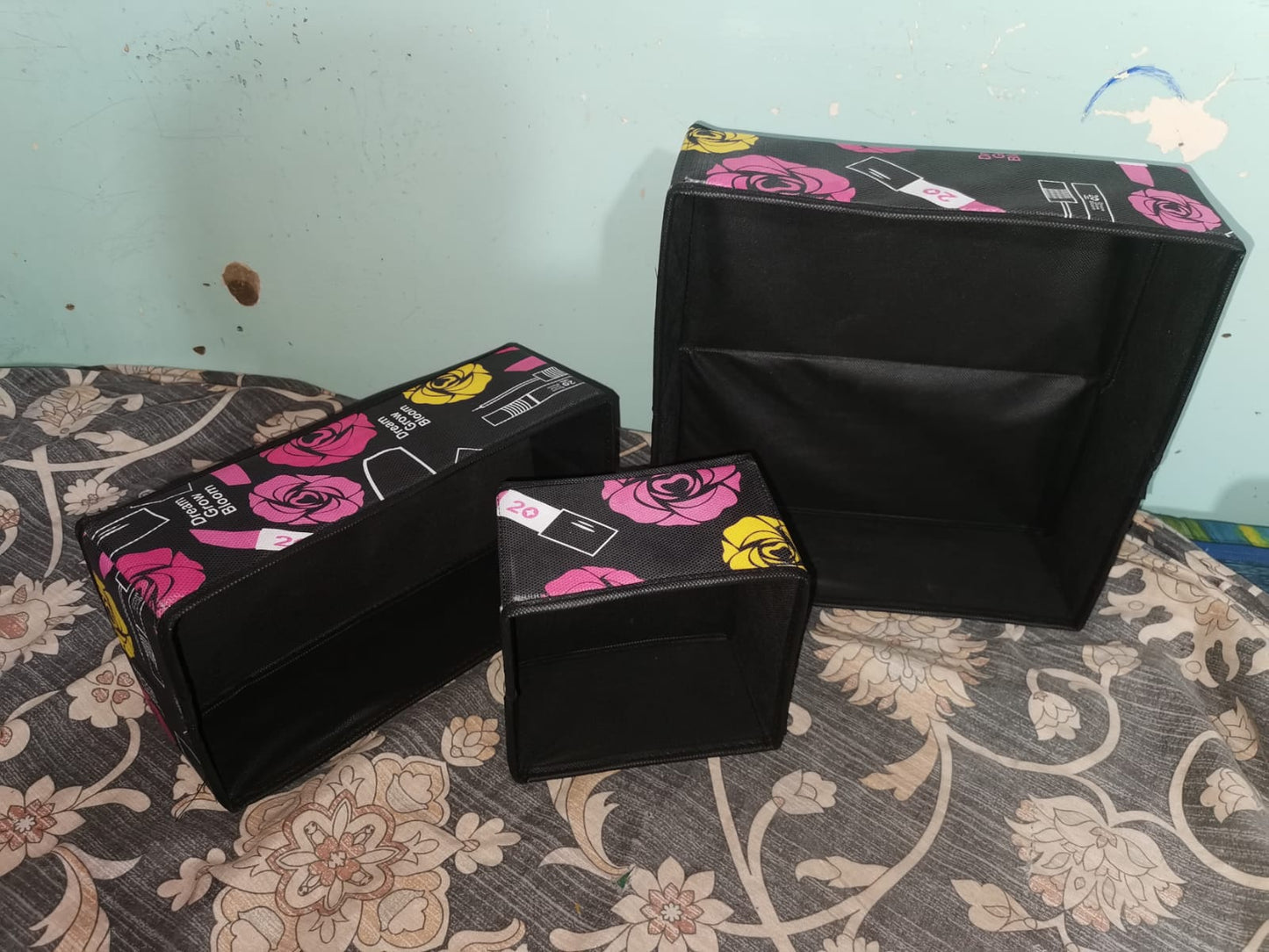 Storage Box Organizer Set of 3 for Wardrobe & Dressers, Fabric Boxes, Foldable, Drawer Organizer, Drawer Box, Laundry Sorting