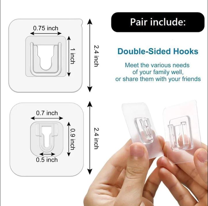 Double Sided Adhesive Wall Hooks 12 Pcs 1299