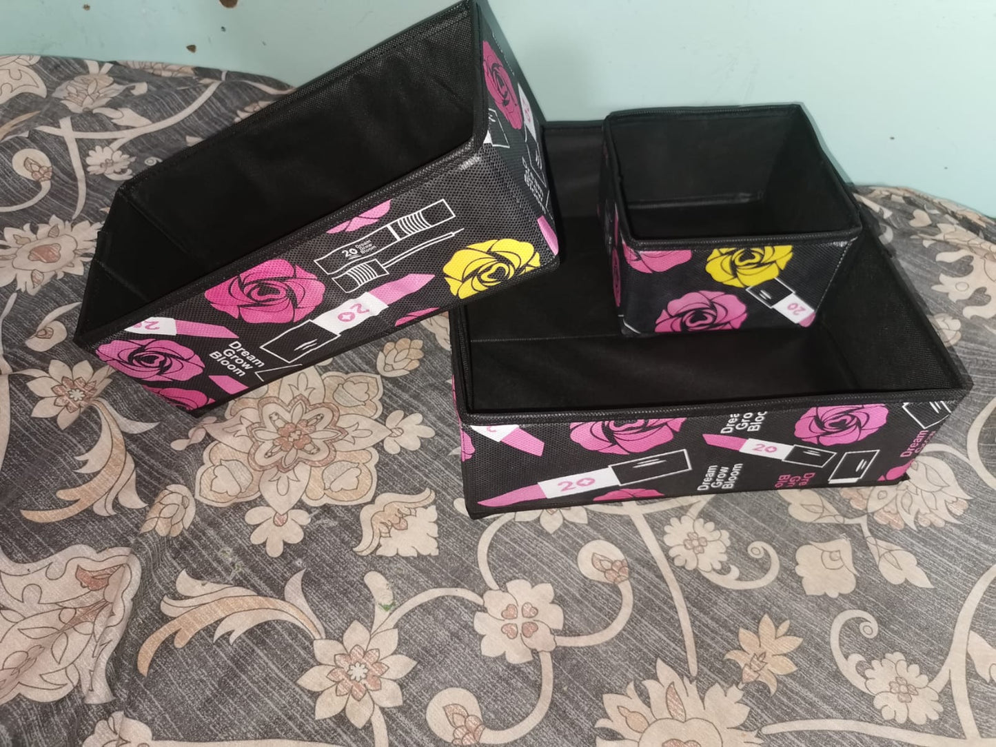 Storage Box Organizer Set of 3 for Wardrobe & Dressers, Fabric Boxes, Foldable, Drawer Organizer, Drawer Box, Laundry Sorting