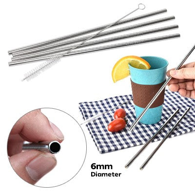 Stainless Steel Metal Drinking Straw Set โ Reusable with Cleaner Brush 3Pcs