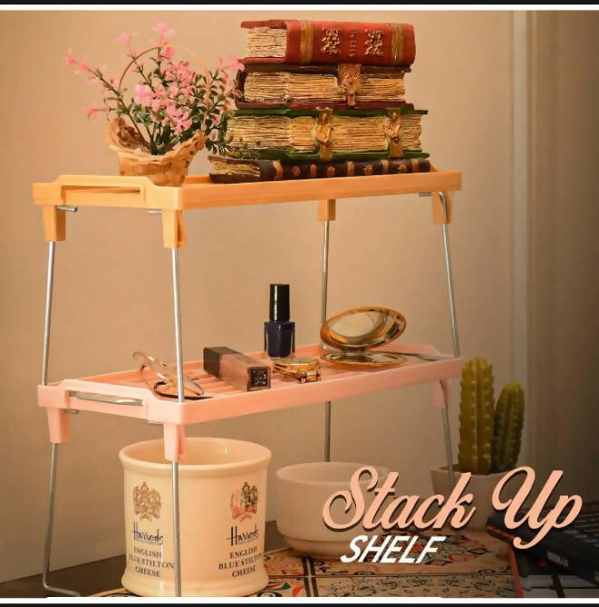 Shelf Organizer and Stack Up Rack for Kitchen or Home Use