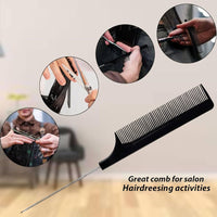 2PC Fine Teeth Tail Comb in Black