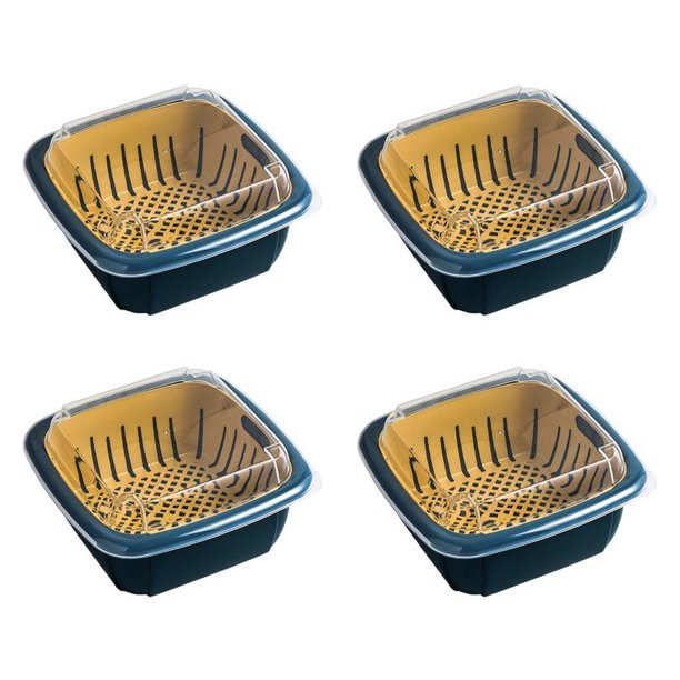 Grand Sale Offer Buy 1 Get 2 Free 2 In 1 Fruit / Vegetables Storage & Drain Basket With Lid Cover In Rs 999 (3 Baskets)