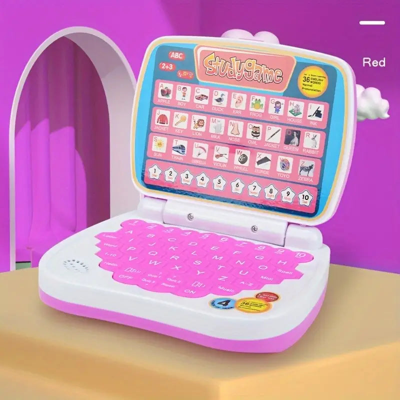 Portable Mini Cell Operated Fun Puzzle Learning Computer Laptop Toy with Educational Content For 3 Years Plus Kids