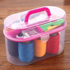 Portable Sewing Kit Storage Box with Handle Durable Plastic Organizer for Threads Needles and Accessories