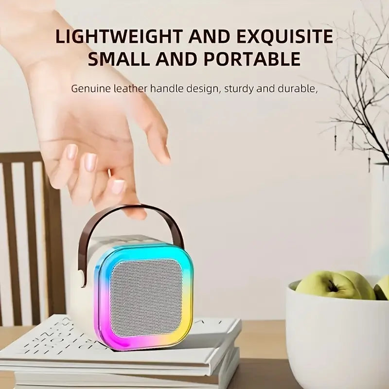 Portable Mini K12 Karaoke Bluetooth Speaker with RGB Colorful Lights and Mic For Home and Outdoor Use
