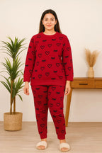 Winter Red Sleepy Love Co-Ord Set Night Suit