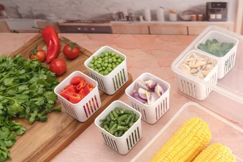 Plastic Rectangular Freeze Storage Containers with 6 Compartments For Kitchen and Outdoor