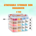 4 Layer Stackable Storage Box Organizer – Multi Tier Plastic Storage Case with Compartments & Lock
