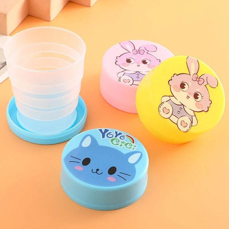 Pack of 2 Magic Glass – Collapsible Foldable Kids Cup with Lid (Portable & Cute Design)