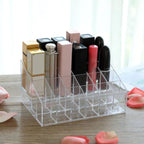24 Grid Makeup Organizer – Acrylic Cosmetic Storage Box | Lipstick, Nail Polish & Beauty Organizer